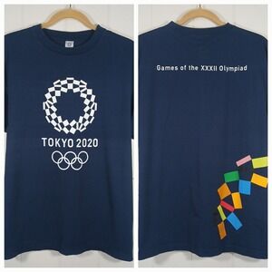 Tokyo Olympics 2020 T-Shirt Licensed Official Logo Men's LL (M/L) Navy Cotton SS